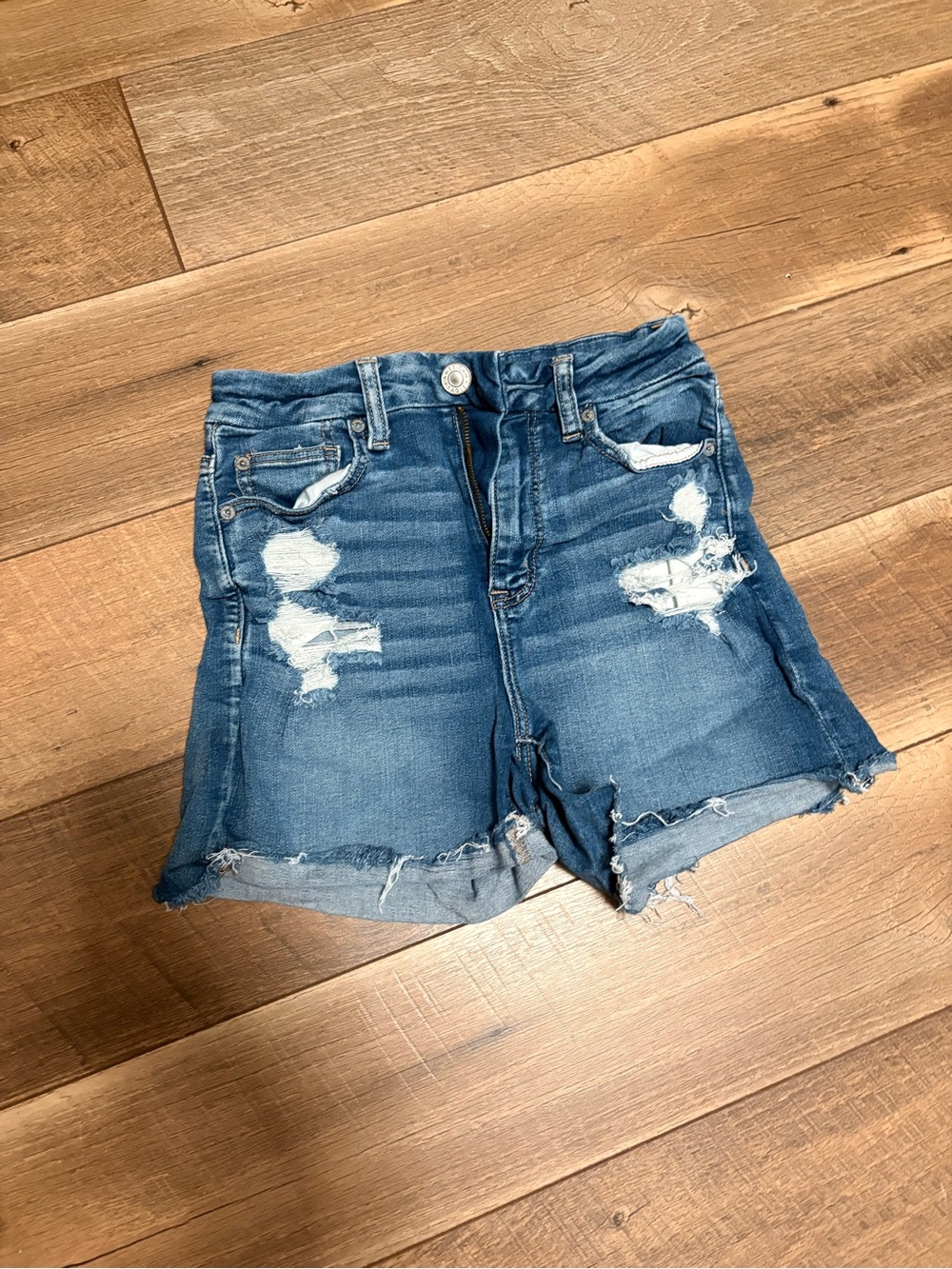 American Eagle Outfitters Distressed Blue Denim Shorts